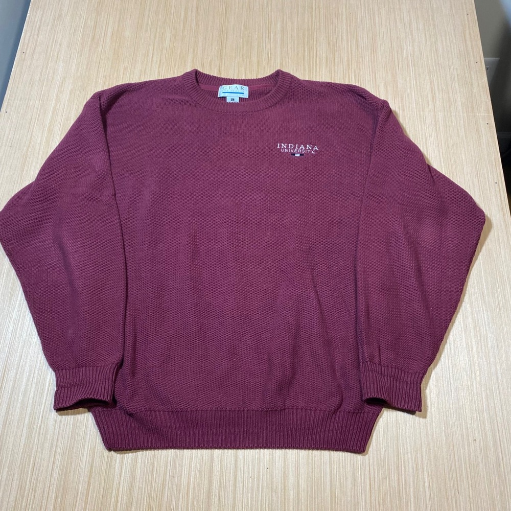 Gear For Sports Indiana University Sweater Mens Large Maroon Cotton Knit Vintage